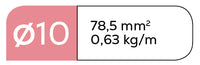Beton rond ø 10 mm - 78,5 mm2 - 0,63 kg/m