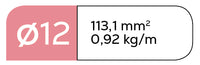 Beton rond ø 12 mm - 113,1 mm2 - 0,92 kg/m